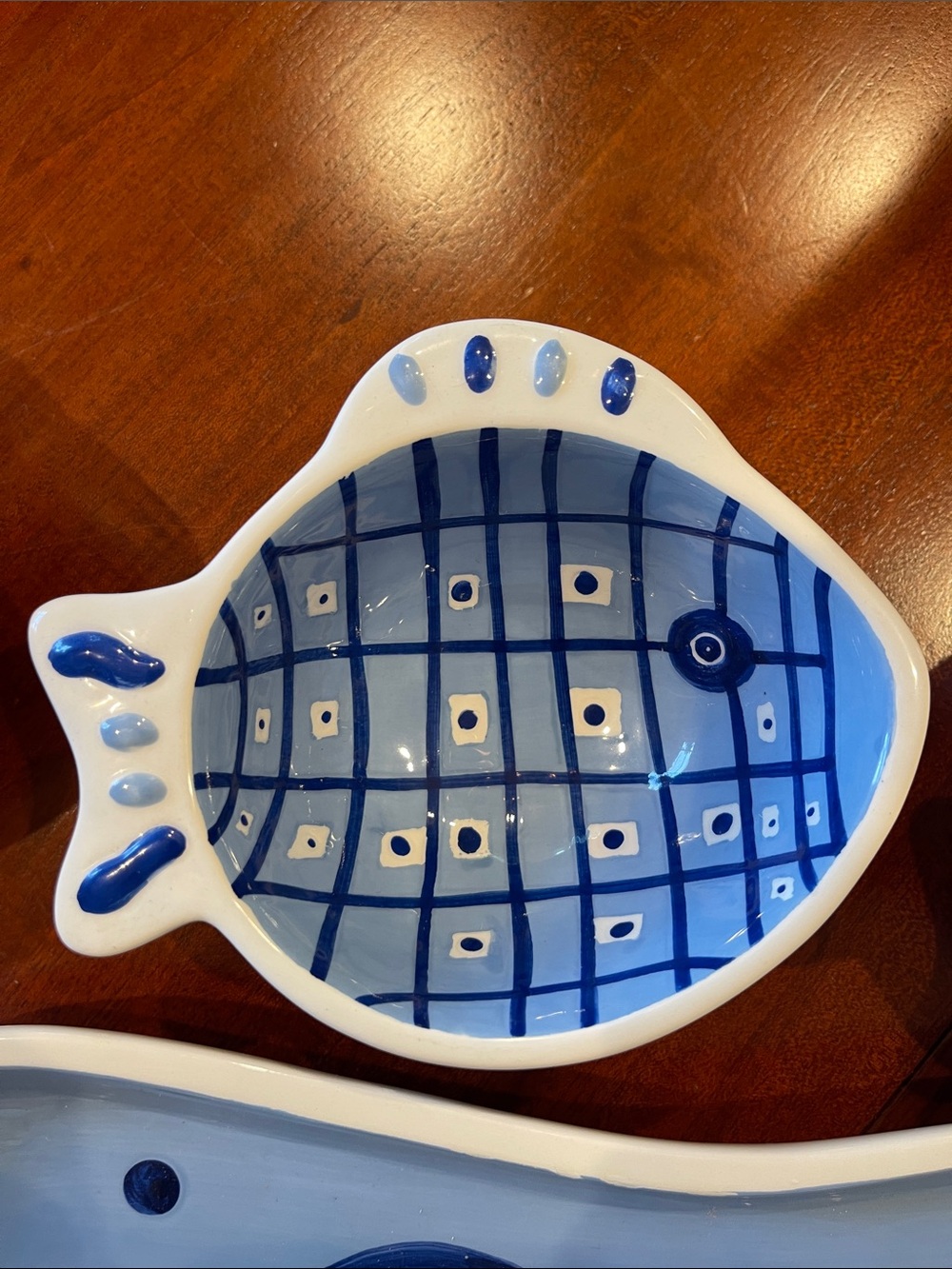 Crate & BarrelHand-Painted Blue Ceramic Fish Serving Set - Blue - Picture 4 of 6